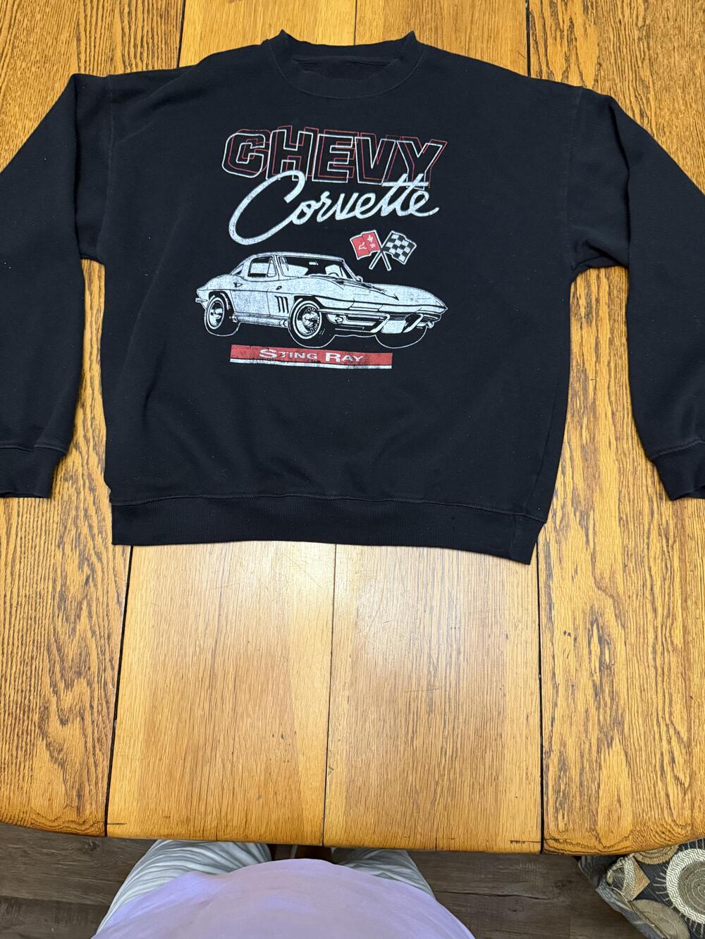 Chevy Corvette Sting Ray Sweatshirt Mens Medium Crewneck Racing Car Graphic Pull